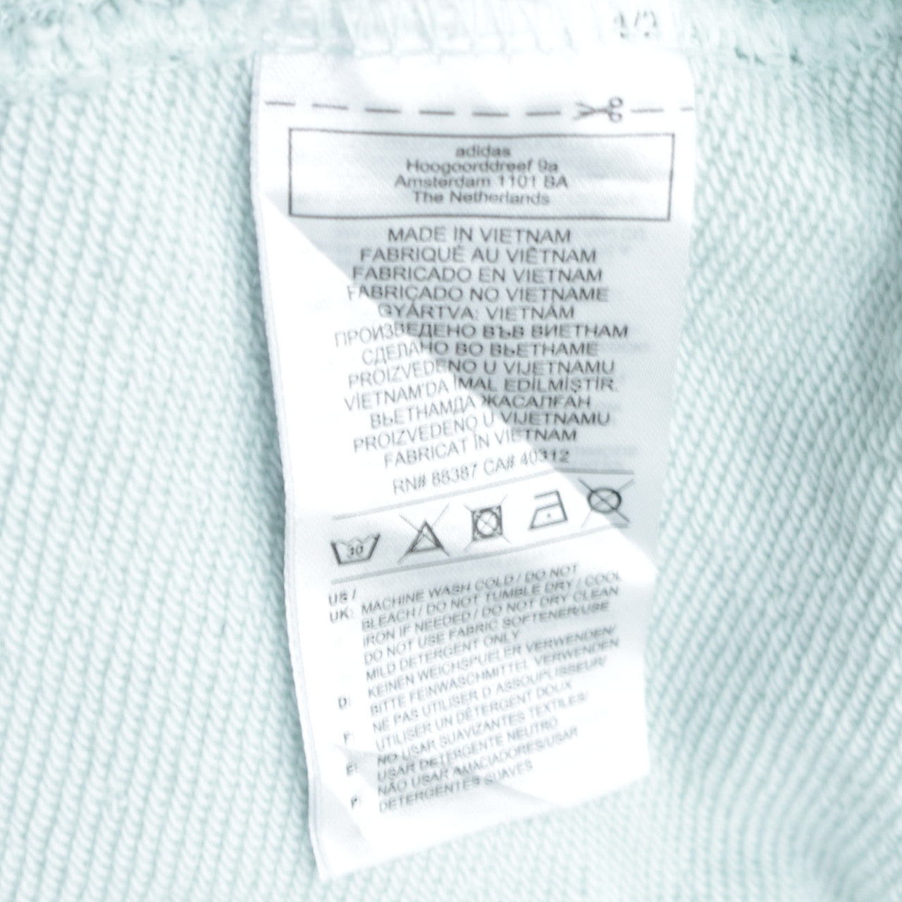 Adidas Women Mint Green Hooded Pullover Sweatshirt Size 8 Cotton Blend