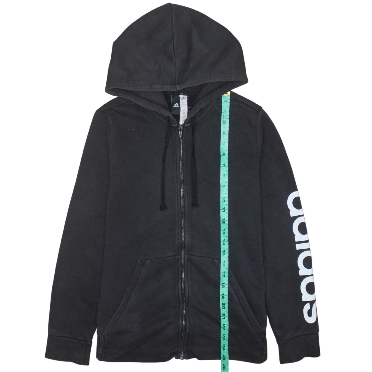 Adidas Women's Black Full Zip Hoodie L Hooded Sweatshirt