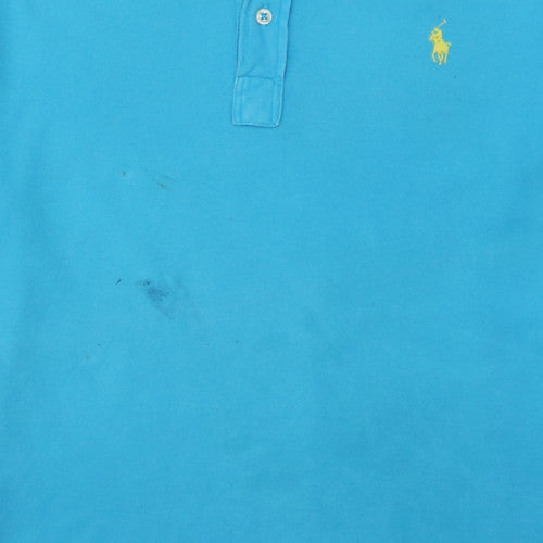 Ralph Lauren Men’s Blue Featherweight Mesh Cotton Polo Shirt Size L