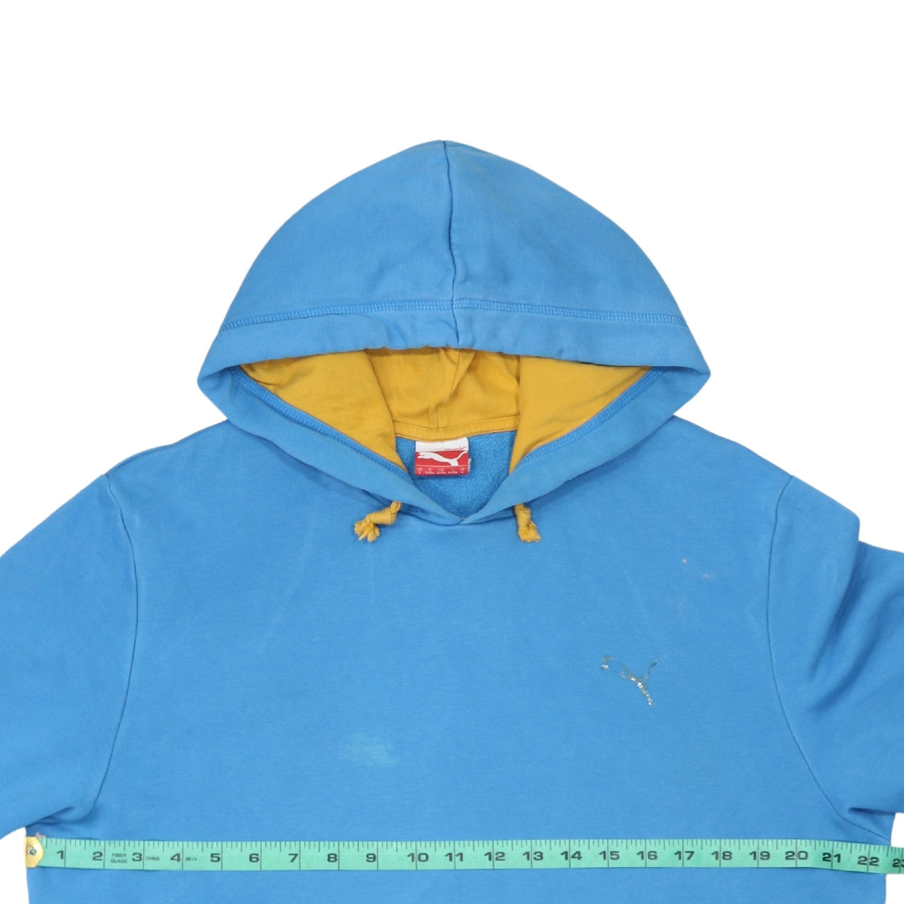 Puma Men's Blue Pullover Hoodie Size L with Logo Detail