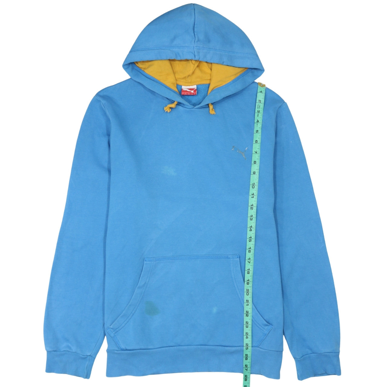 Puma Men's Blue Pullover Hoodie Size L with Logo Detail