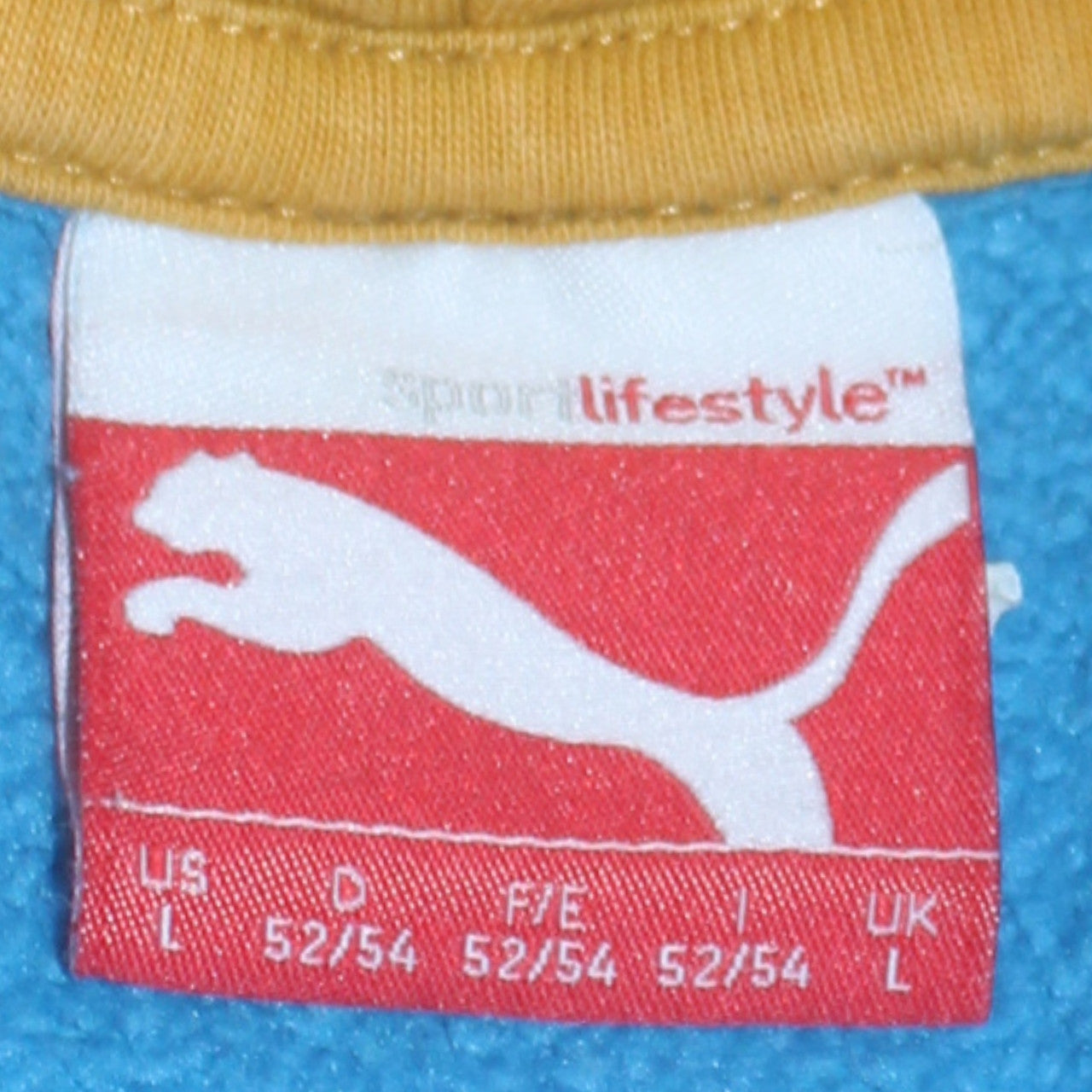 Puma Men's Blue Pullover Hoodie Size L with Logo Detail
