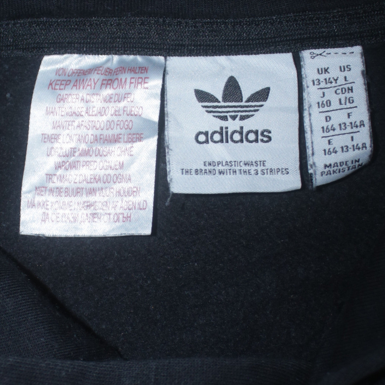 Adidas Boys Black Pullover Hoodie 13-14 Years Graphic Print Cotton Blend
