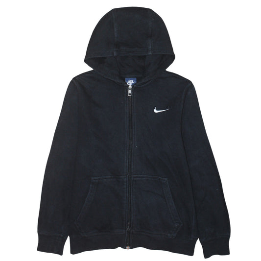 Nike Boys Black Full Zip Hoodie 12-13 Years Lined Cotton Blend Sportswear