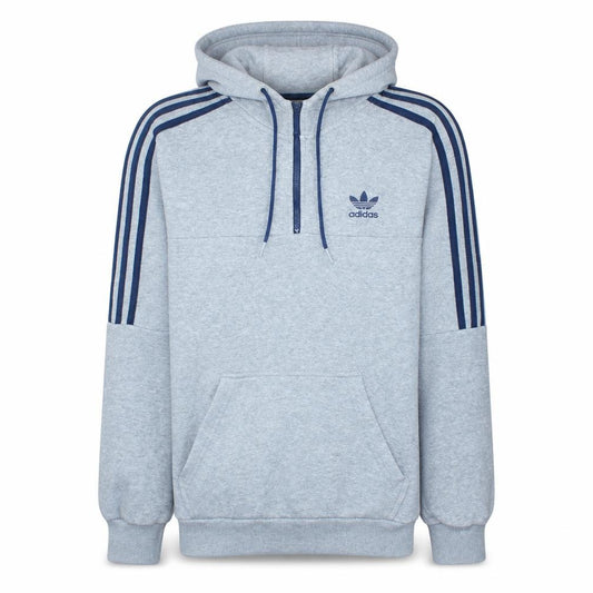 Adidas Mens Grey 1/2 Zip Hooded Sweatshirt S Regular Fit