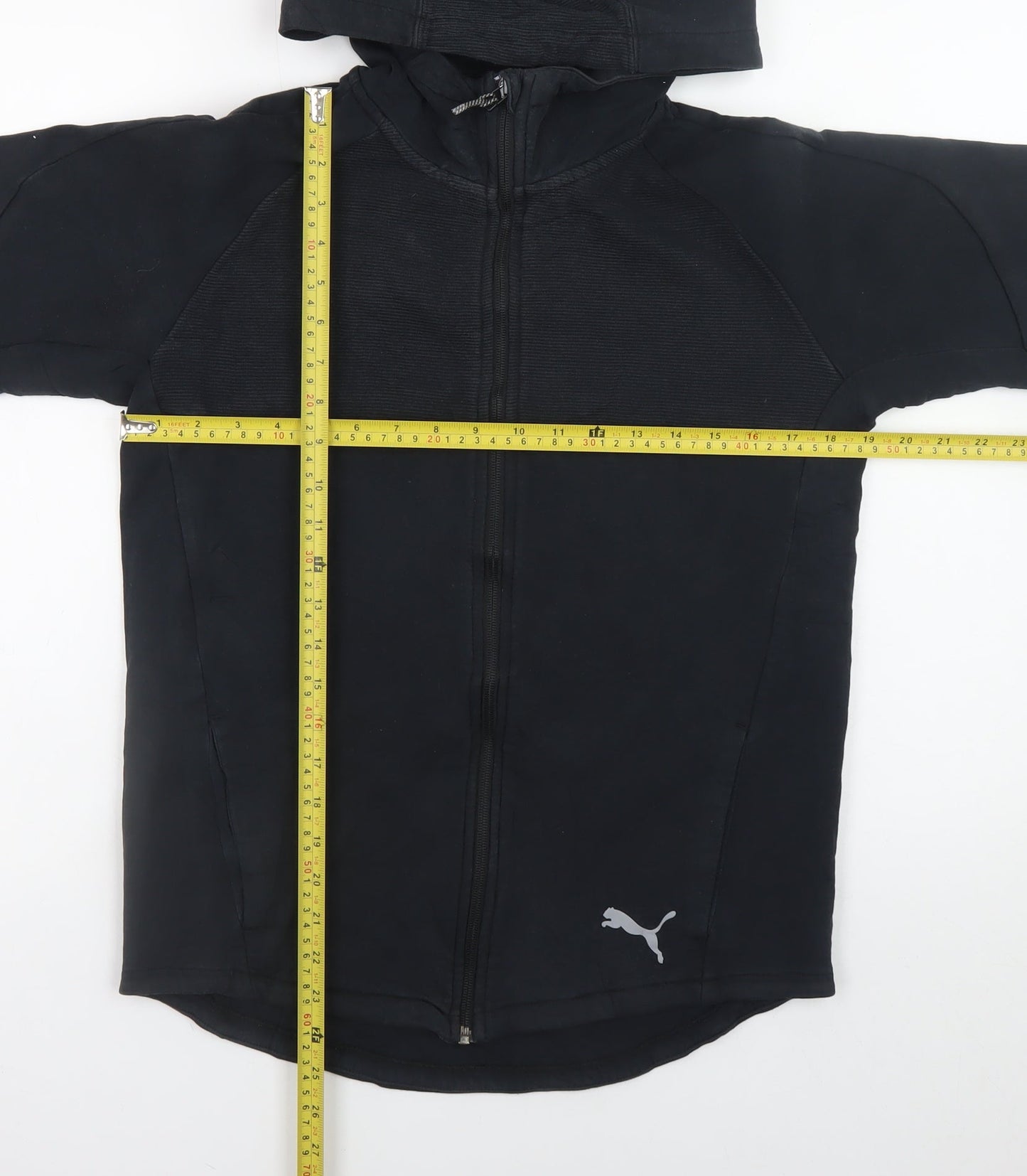 Puma Teens Black 2XL Full Zip Hoodie with Logo