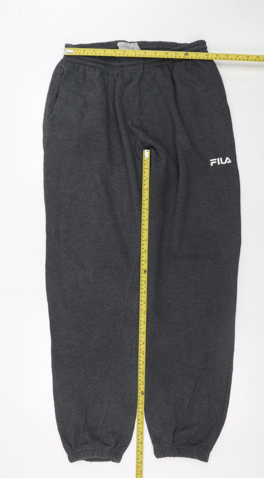 Fila Mens Grey L Sweatpants Regular Fit Logo Joggers