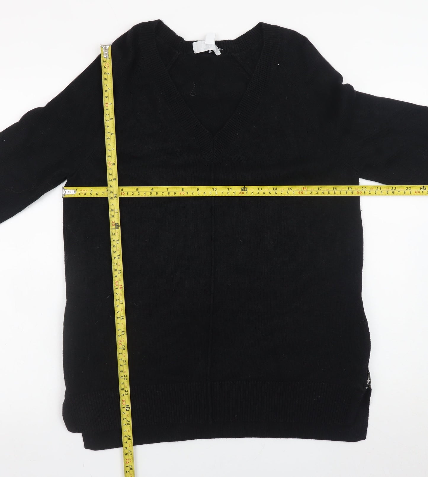 The White Company Women Black M V-Neck Pullover Jumper