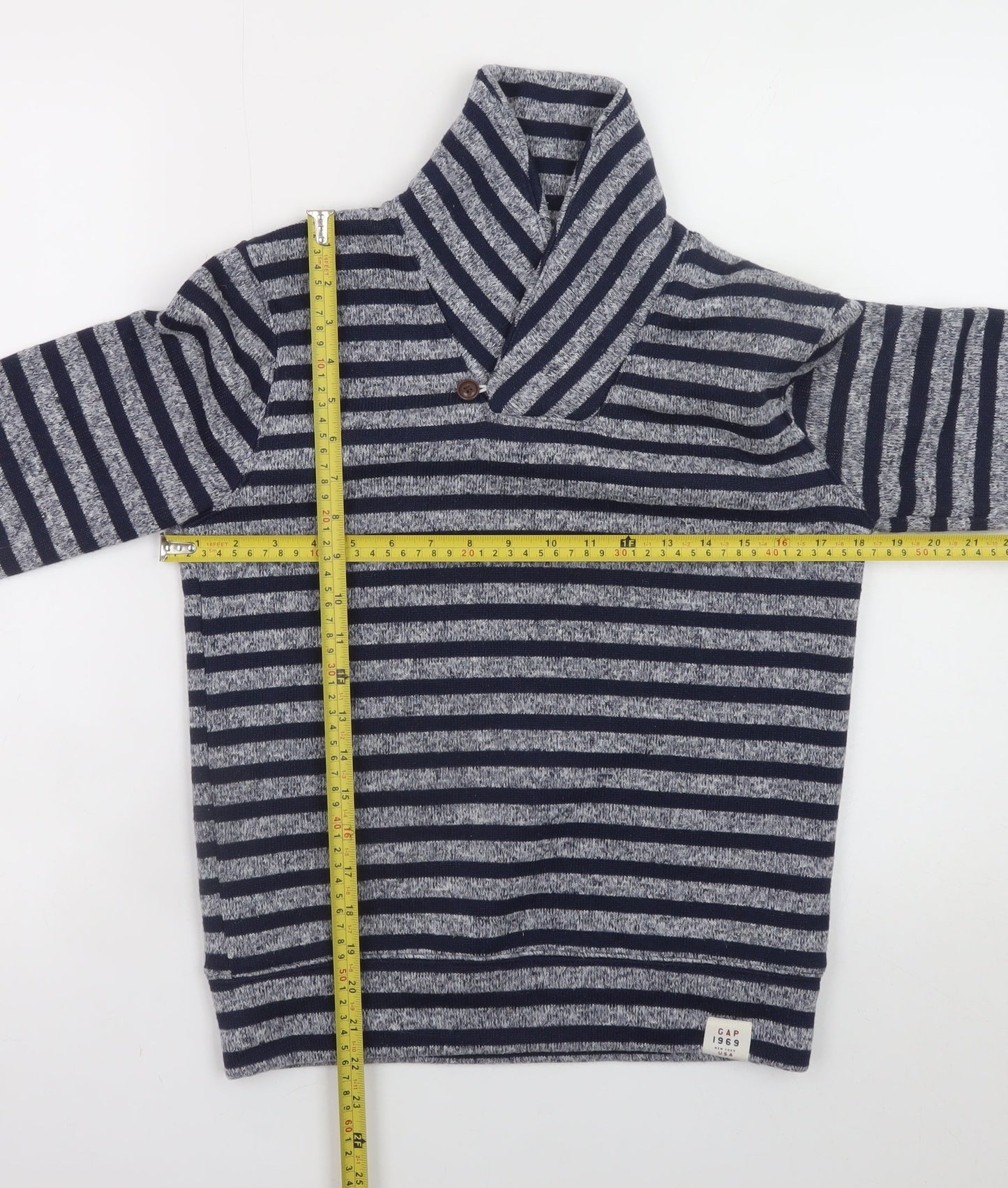 GAP Kids Navy Grey Striped Pullover Sweatshirt 10-11 Years