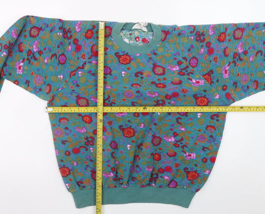 Forenza Women's Multicoloured Floral Wool Blend Pullover Jumper M