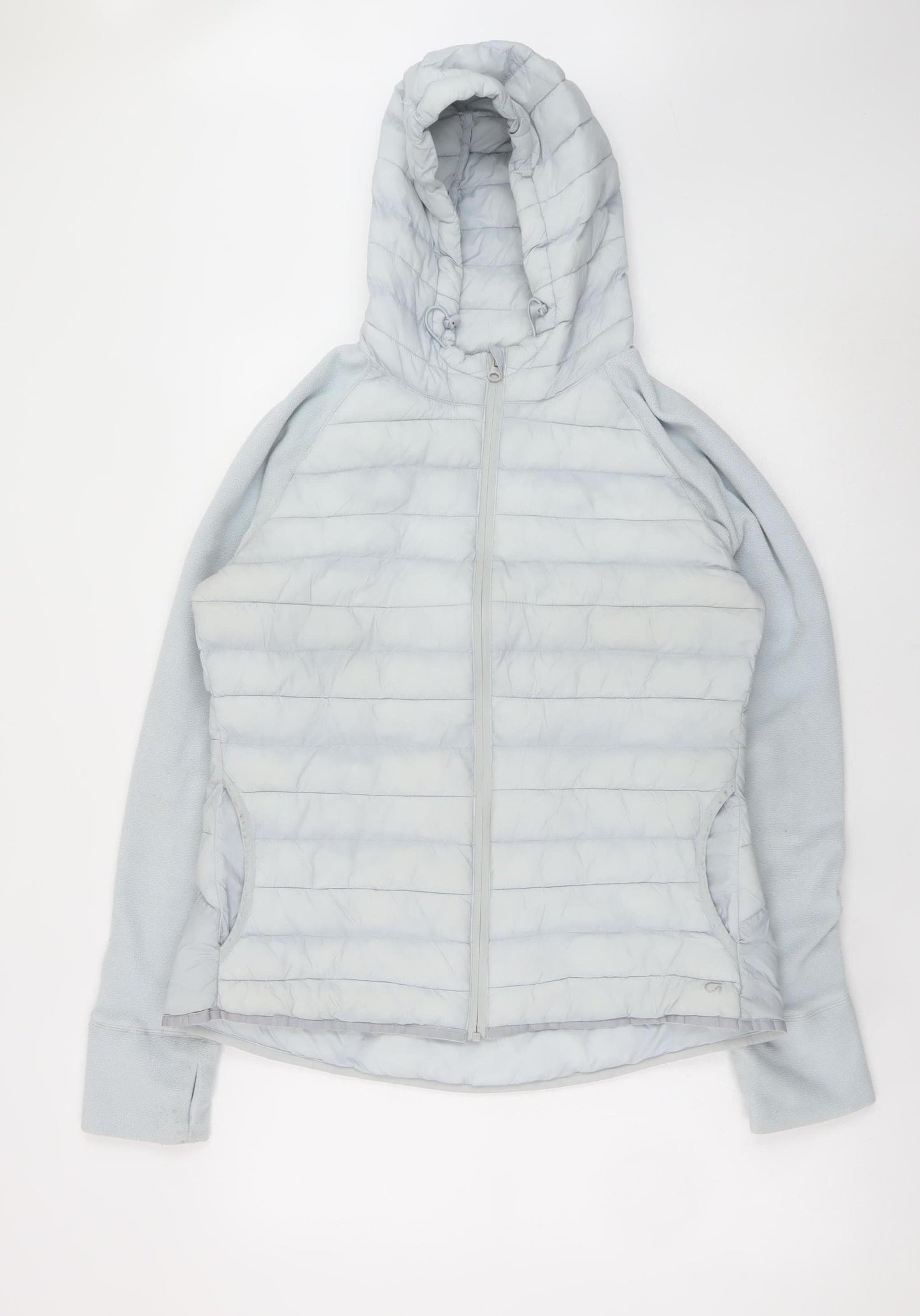 GapFit Womens Grey Hooded Puffer Jacket Size L Lightweight