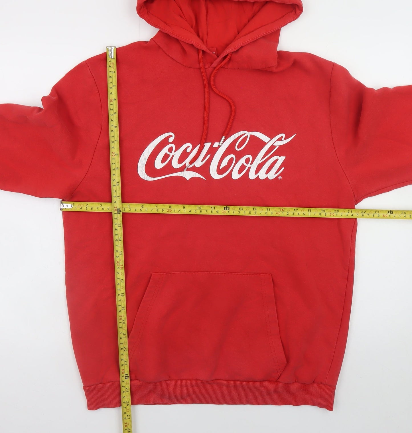 Primark Men's Red Coca-Cola Pullover Hoodie XL Graphic Logo