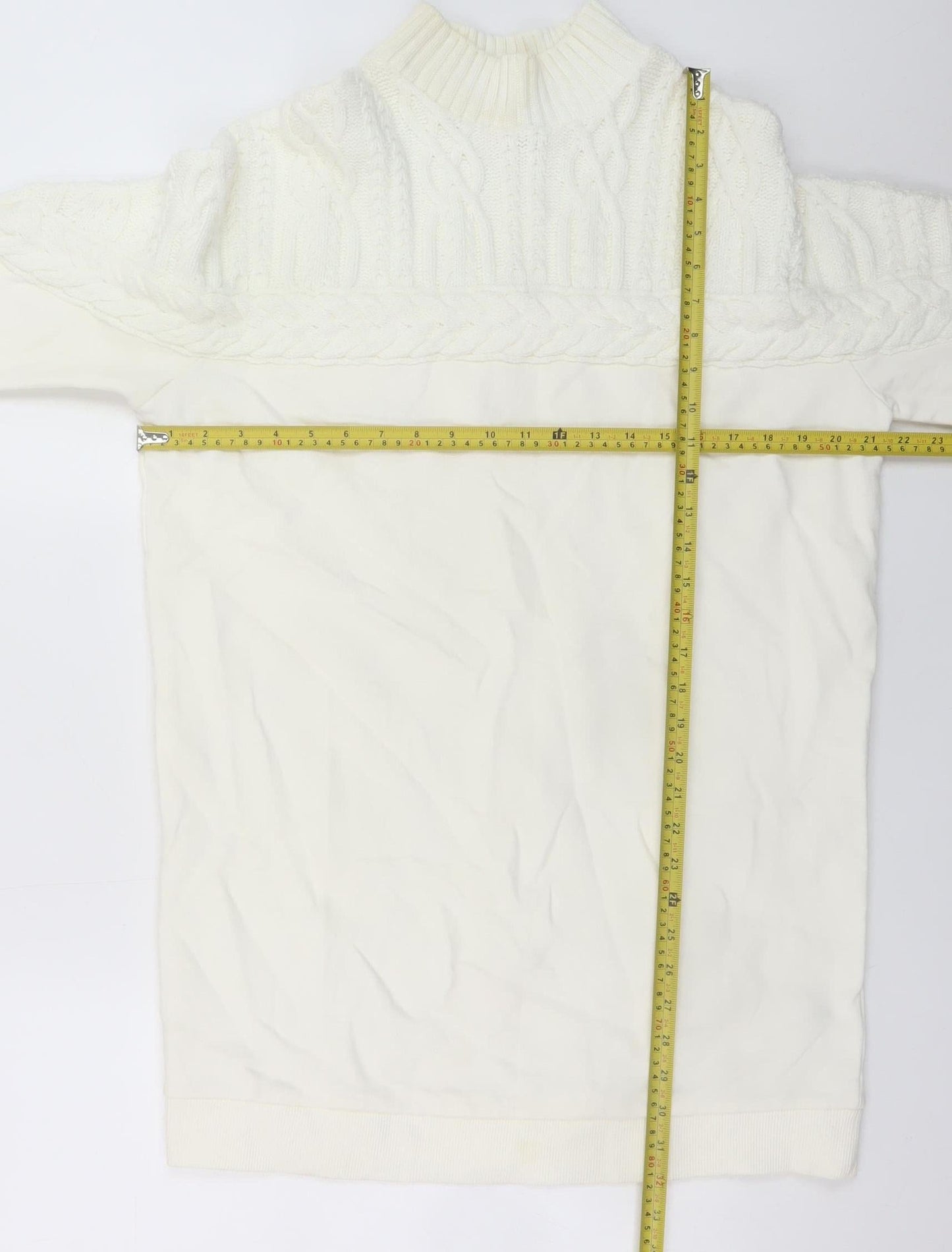 River Island Women’s White Knit Sweater Dress M High Neck Winter Style