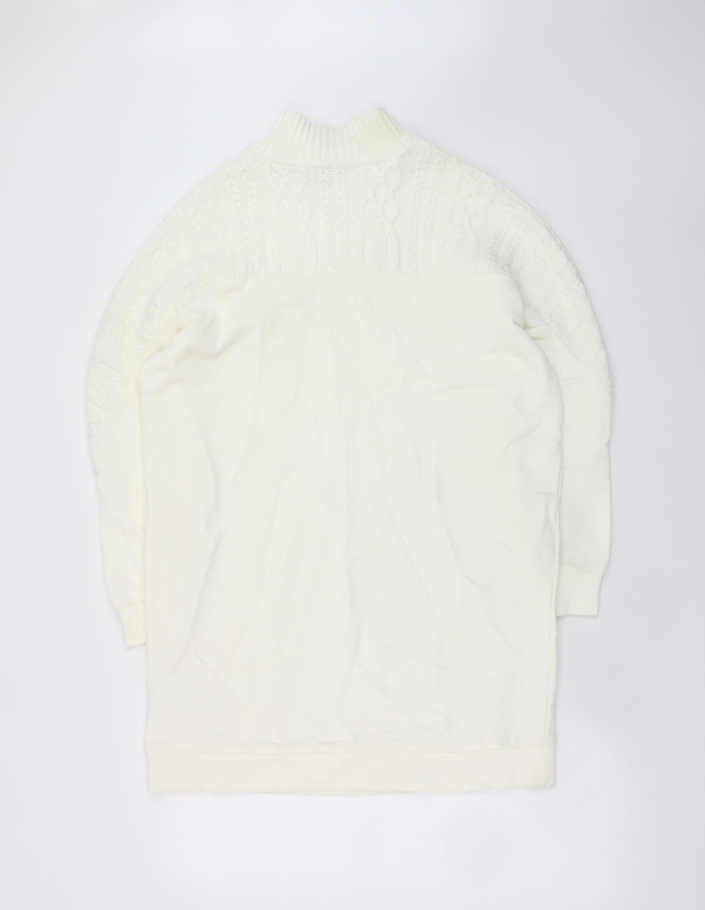 River Island Women’s White Knit Sweater Dress M High Neck Winter Style