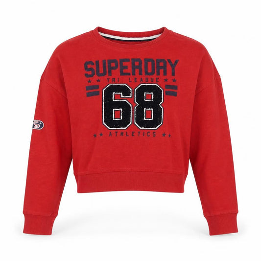 Superdry Women's Red XS Cropped Pullover Sweatshirt 68 Athletics