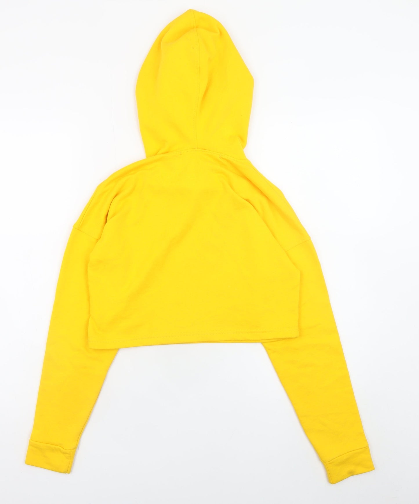 Missguided Women Yellow Cropped Pullover Hoodie UK 4 Cotton Blend