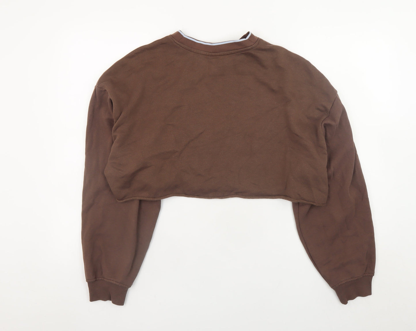 H&M Divided Brown Cropped Pullover Sweatshirt Women L National Athletics