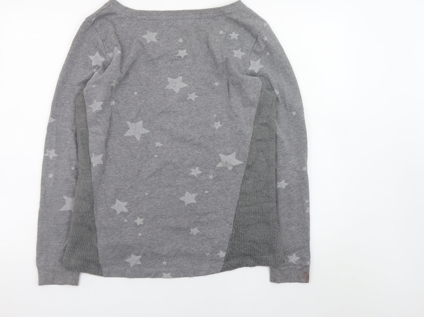 EDC Women Grey Star Print Cotton Blend Pullover Jumper M
