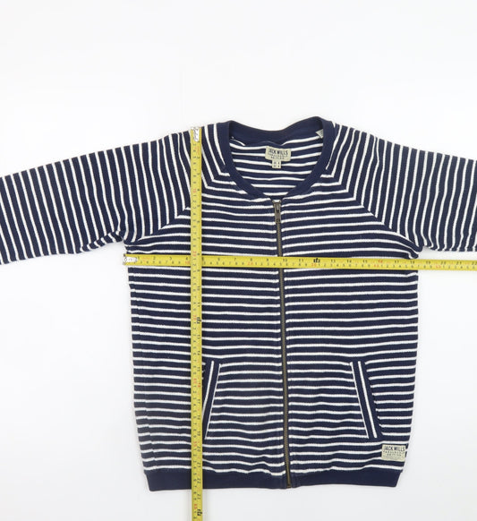 Jack Wills Womens Blue Striped Cotton Bomber Jacket UK 8