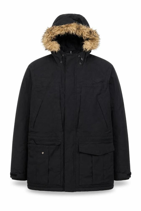 Peter Storm Men's Black S Winter Parka Hooded Faux Fur Trim Jacket