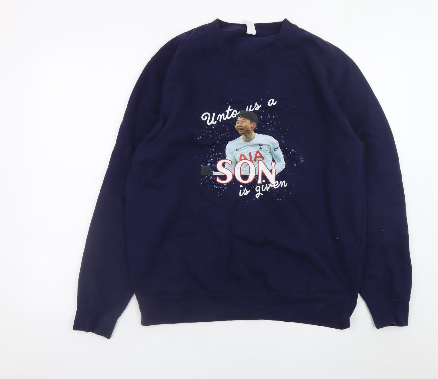 JustHoods Men's Blue Graphic Print Pullover Sweatshirt L