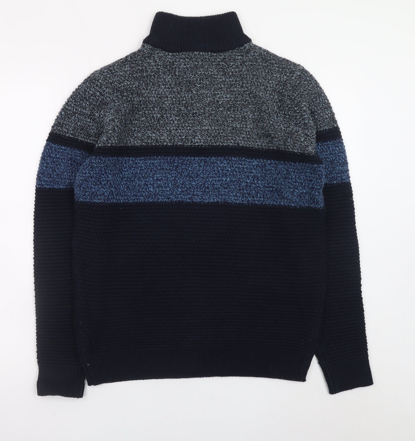 Nutmeg Men Blue Small 1/2 Zip High Neck Acrylic Knit Jumper