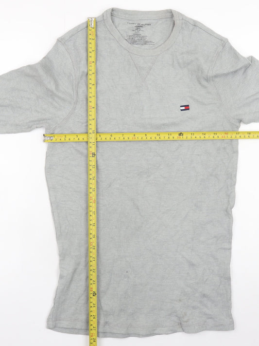 Tommy Hilfiger Men's Grey Long Sleeve Cotton Crew Neck T-Shirt Size S
