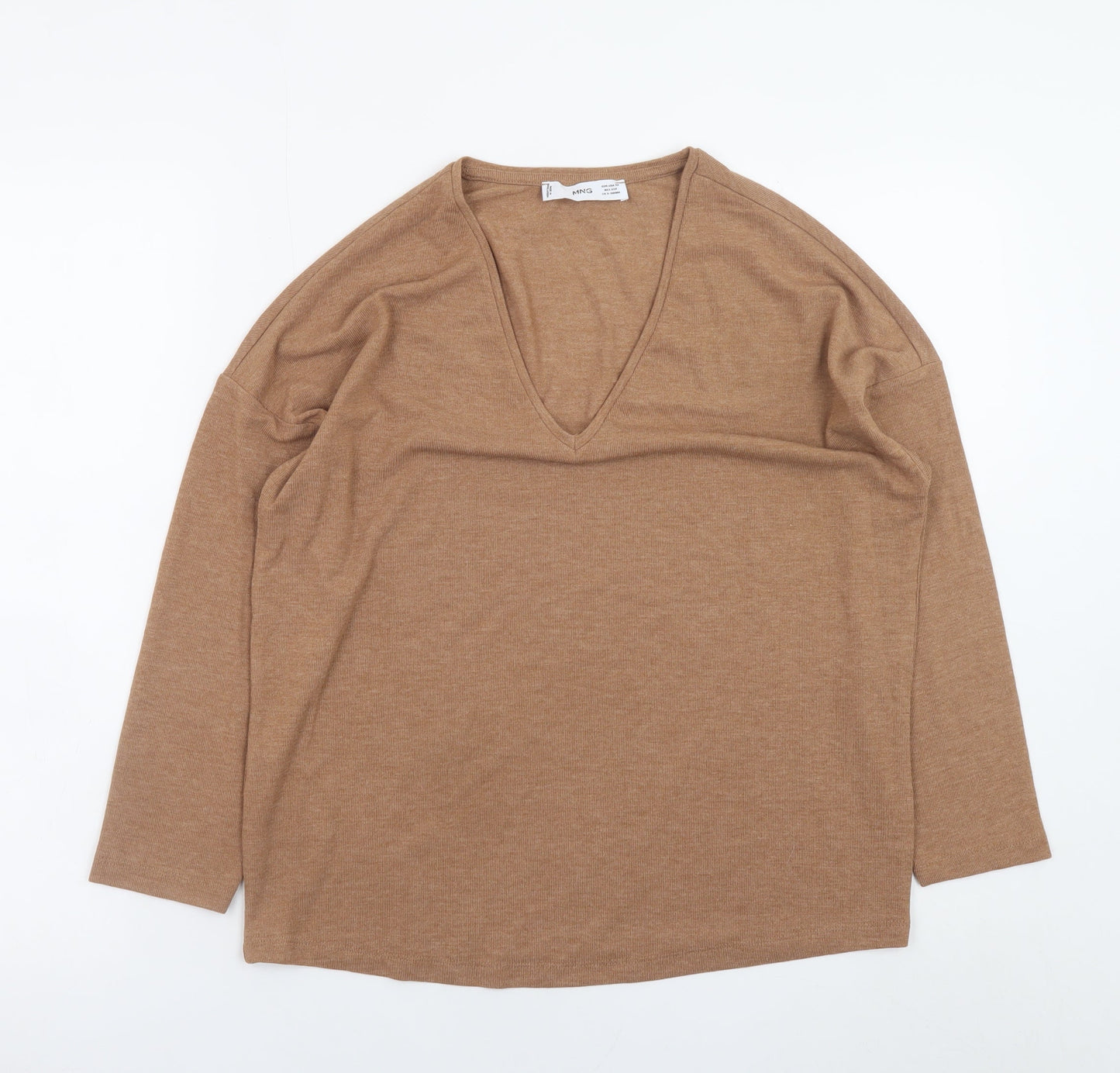 Mango Women’s Beige V-Neck Knit Jumper XS Relaxed Fit