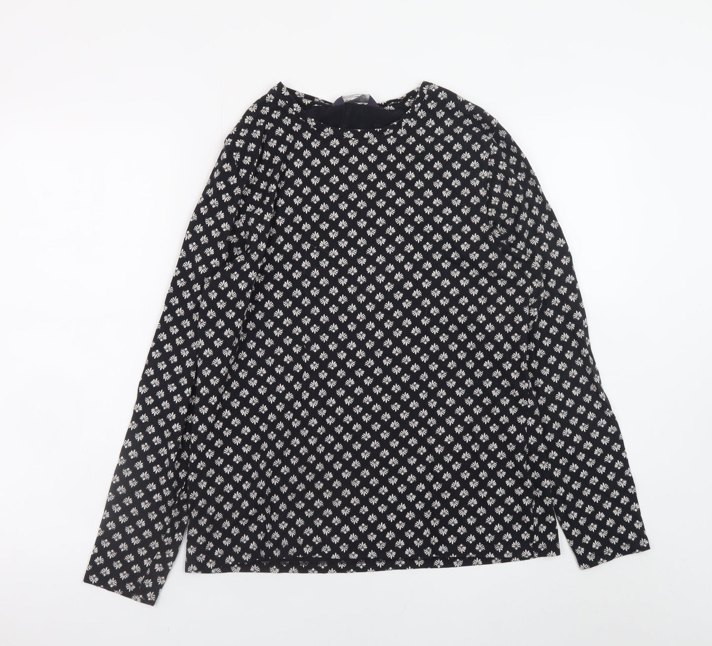 Marks and Spencer Women's Black Floral Cotton Long Sleeve Blouse Size 16
