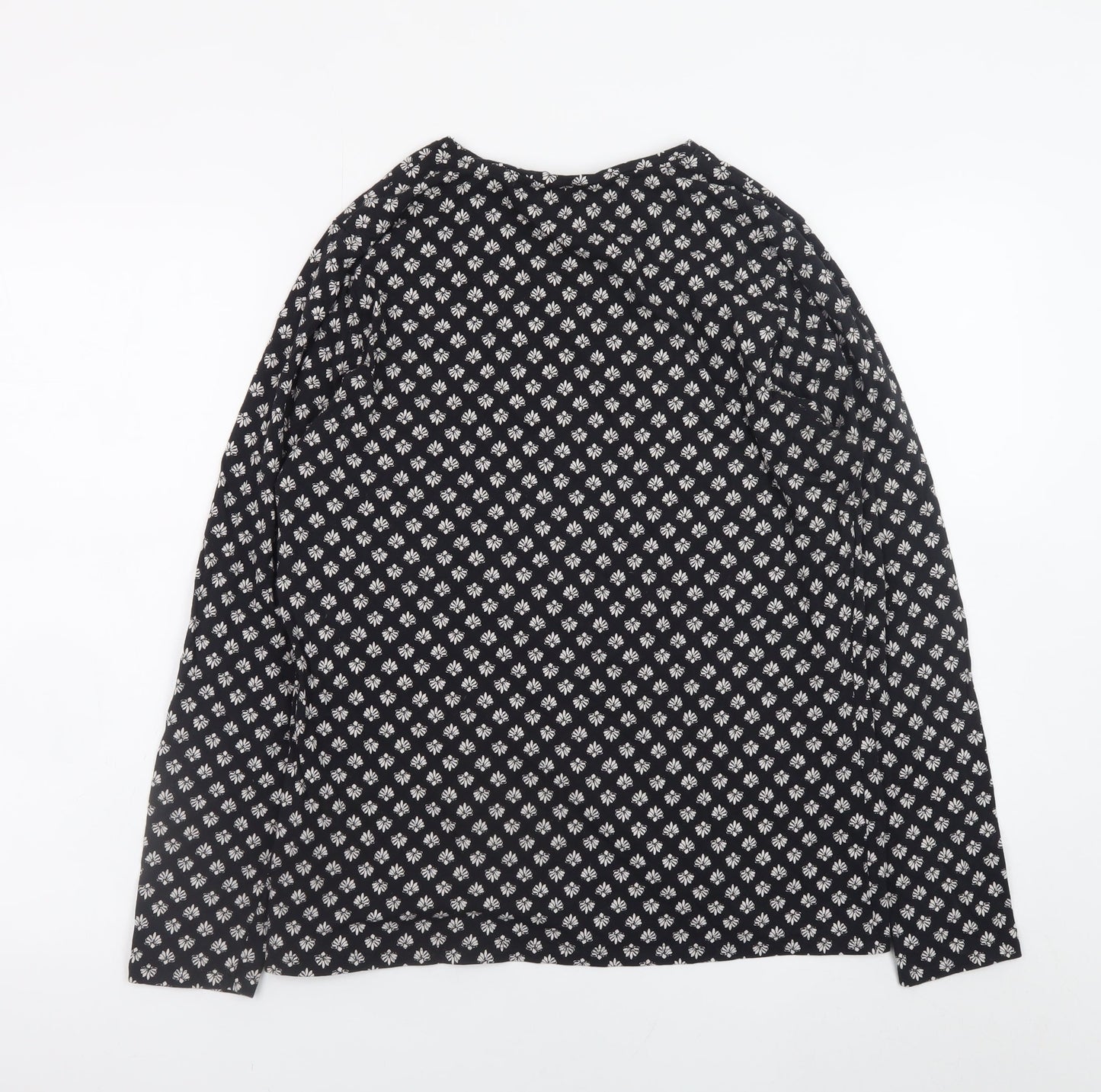 Marks and Spencer Women's Black Floral Cotton Long Sleeve Blouse Size 16