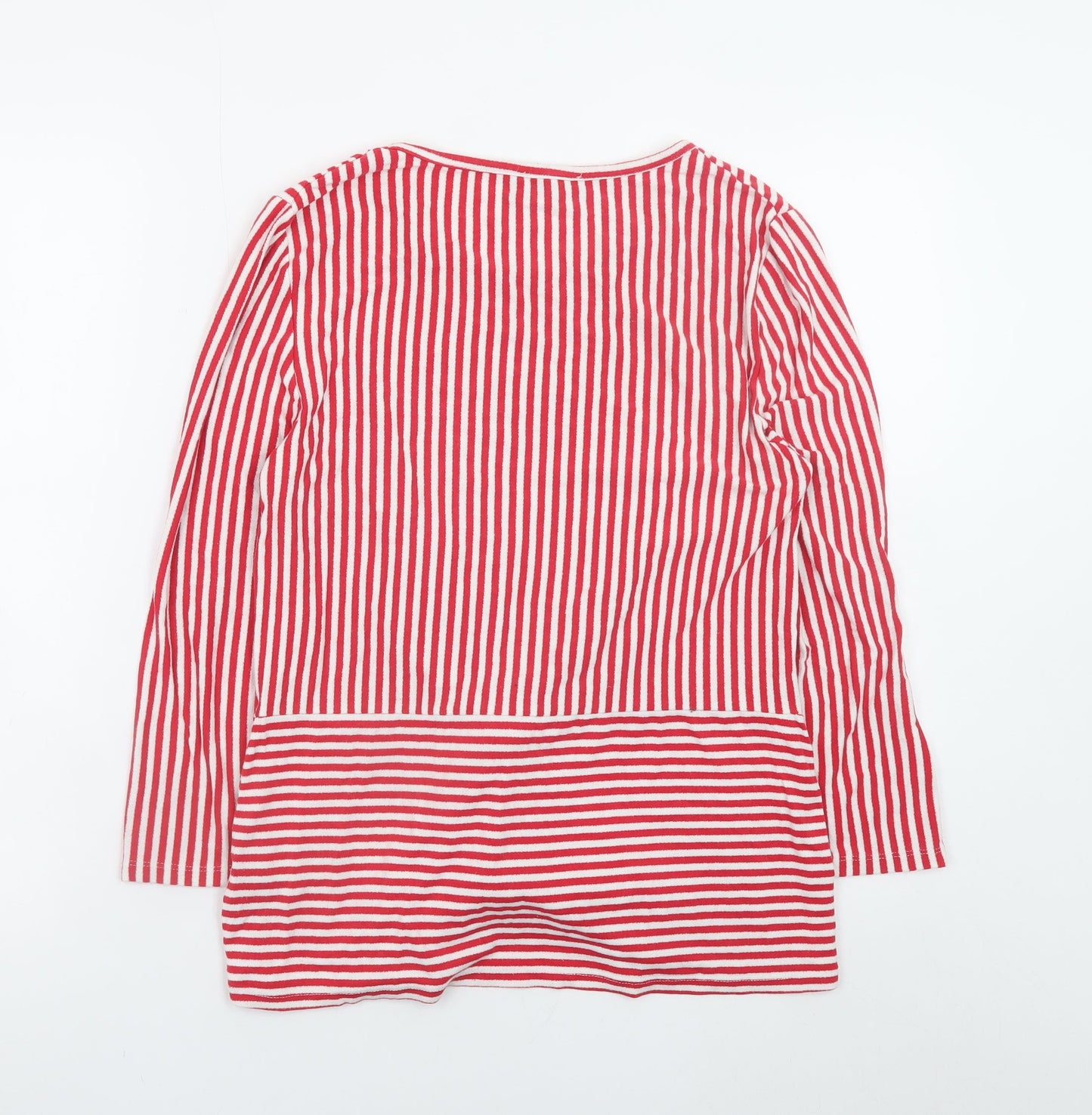 Klass Women's Red Striped Tie Front Long Sleeve Tunic Blouse Size S