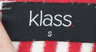 Klass Women's Red Striped Tie Front Long Sleeve Tunic Blouse Size S