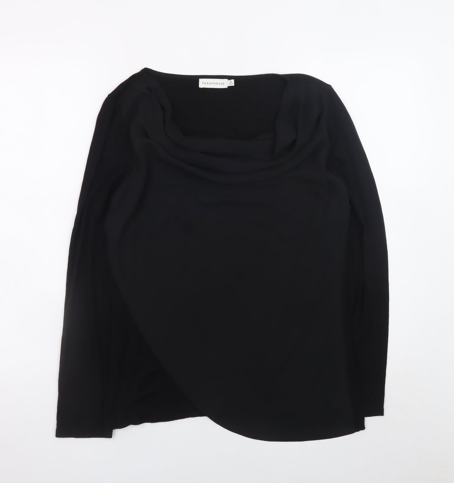 Paraphrase Women's Black Cowl Neck Long Sleeve Wrap Blouse Size 12