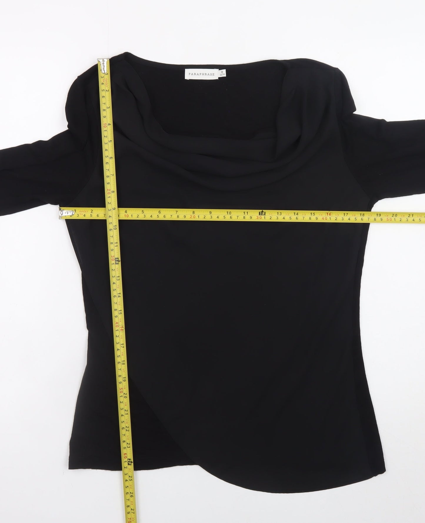 Paraphrase Women's Black Cowl Neck Long Sleeve Wrap Blouse Size 12