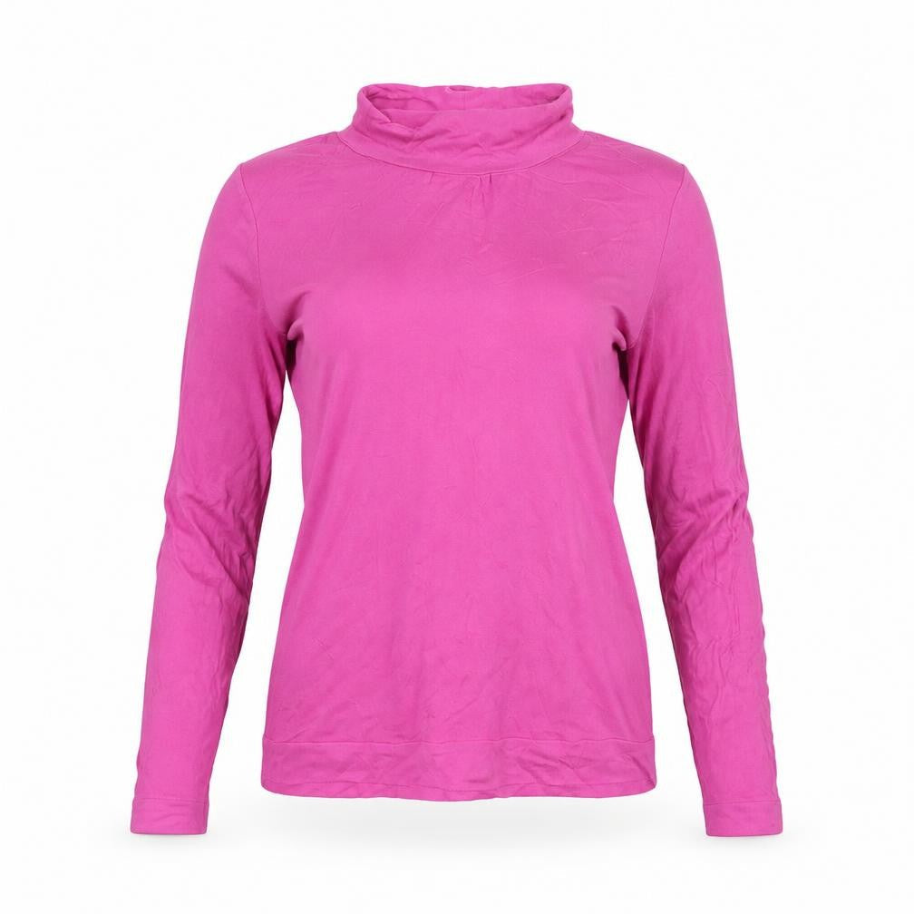 Front view of Red Herring Women’s Pink Long Sleeve Mock Neck Top, size UK 14, Viscose Blend