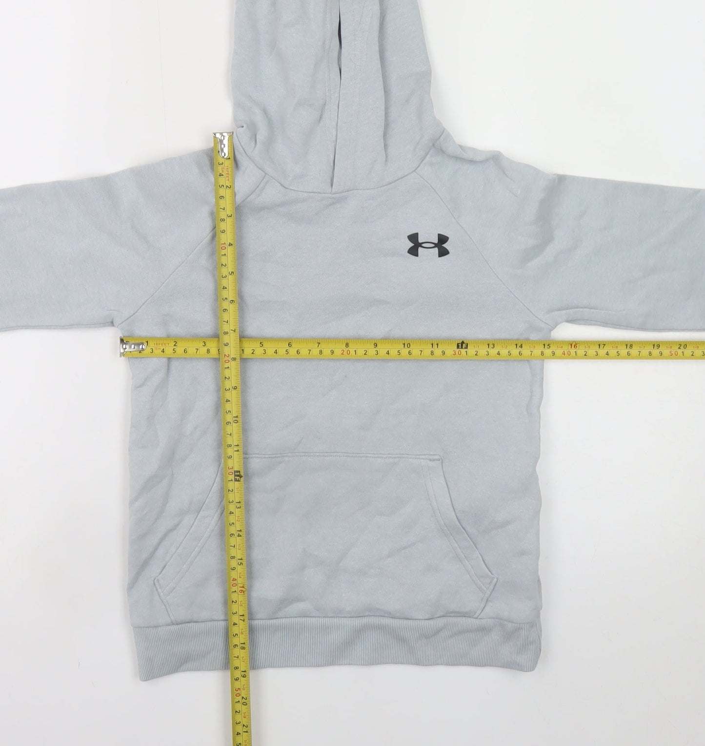 Under Armour Boys Grey Pullover Hoodie YSM 7-8 Years Fleece Sportswear