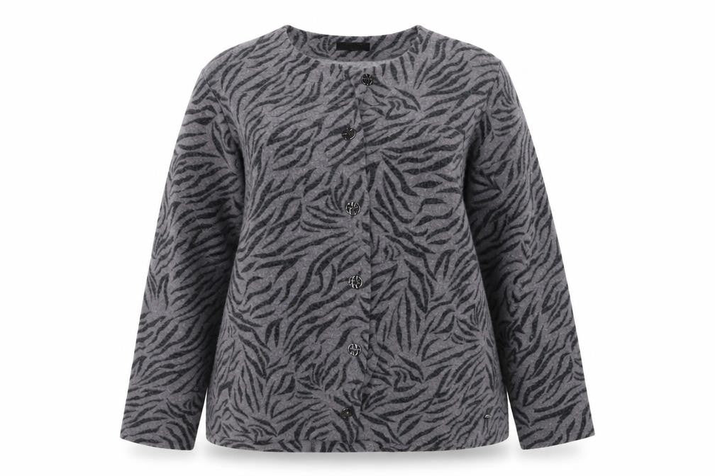 TIGI Women’s Grey Animal Print Button Cardigan Size 14