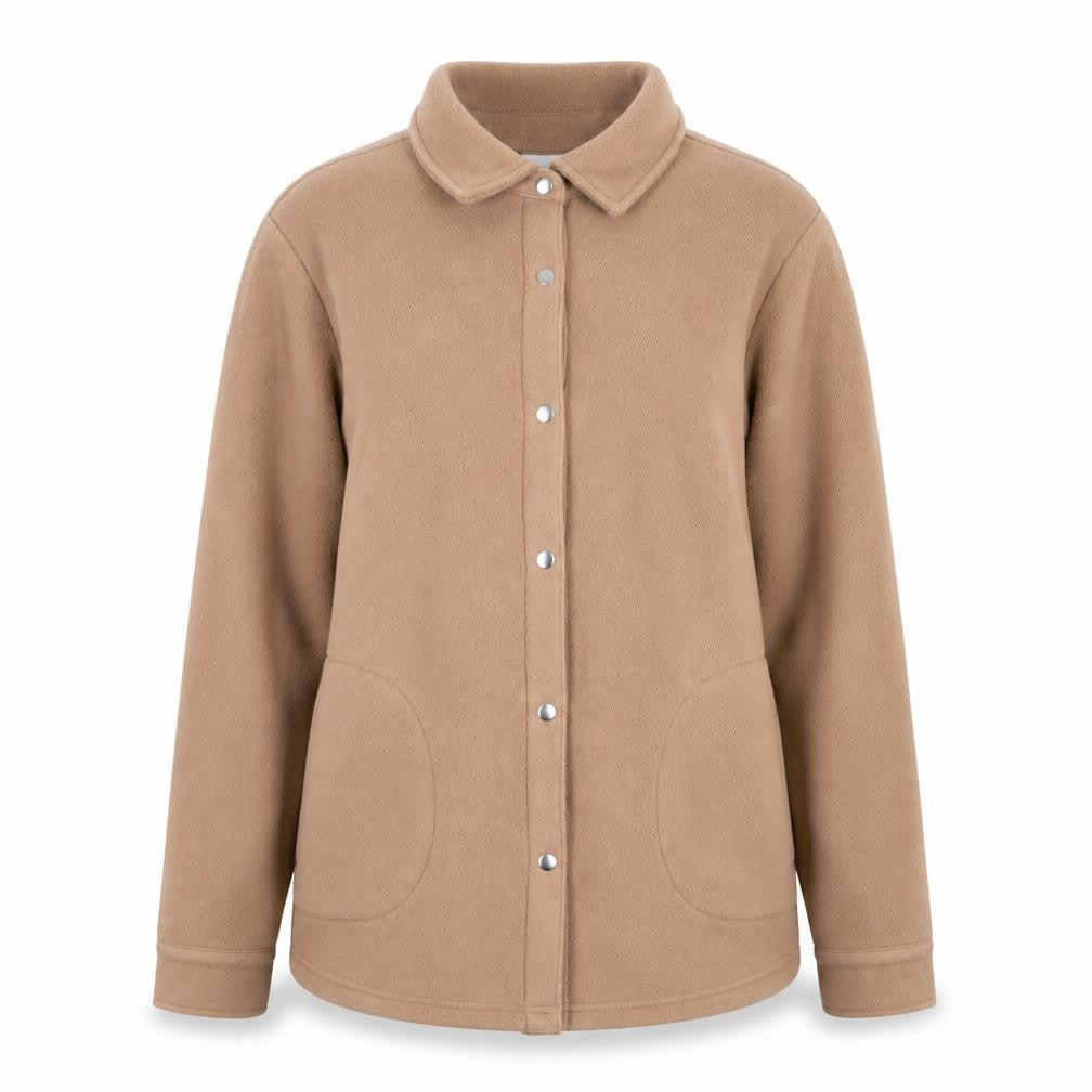 Denim & Co. Women Beige Fleece Button Jacket Size S Classic Casual