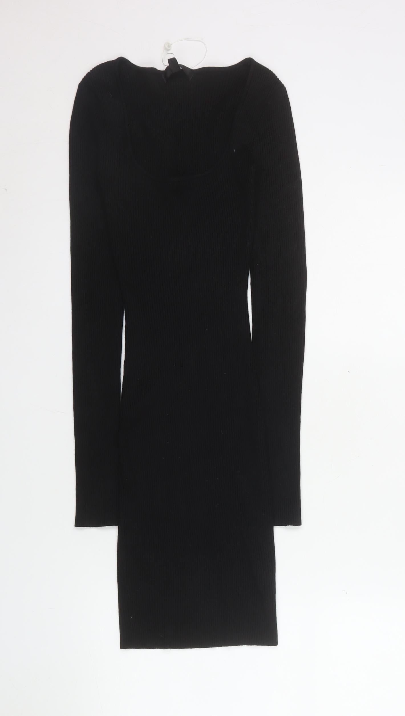 Missguided Women's Black Long Sleeve Bodycon Mini Dress Size 6
