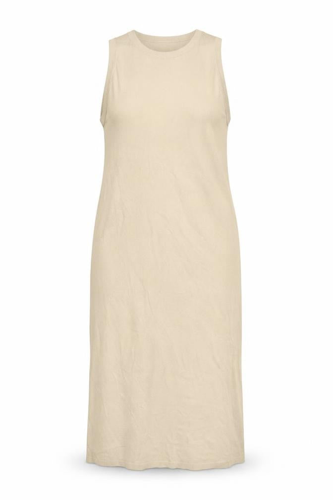 H&M Women Beige Knit Tank Midi Dress Size 6 Lyocell Blend Summer