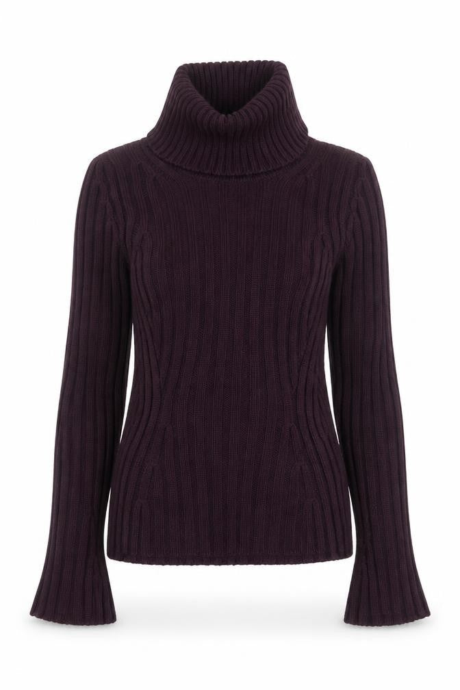 Marks and Spencer Women’s Purple Roll Neck Rib Knit Jumper Size 10