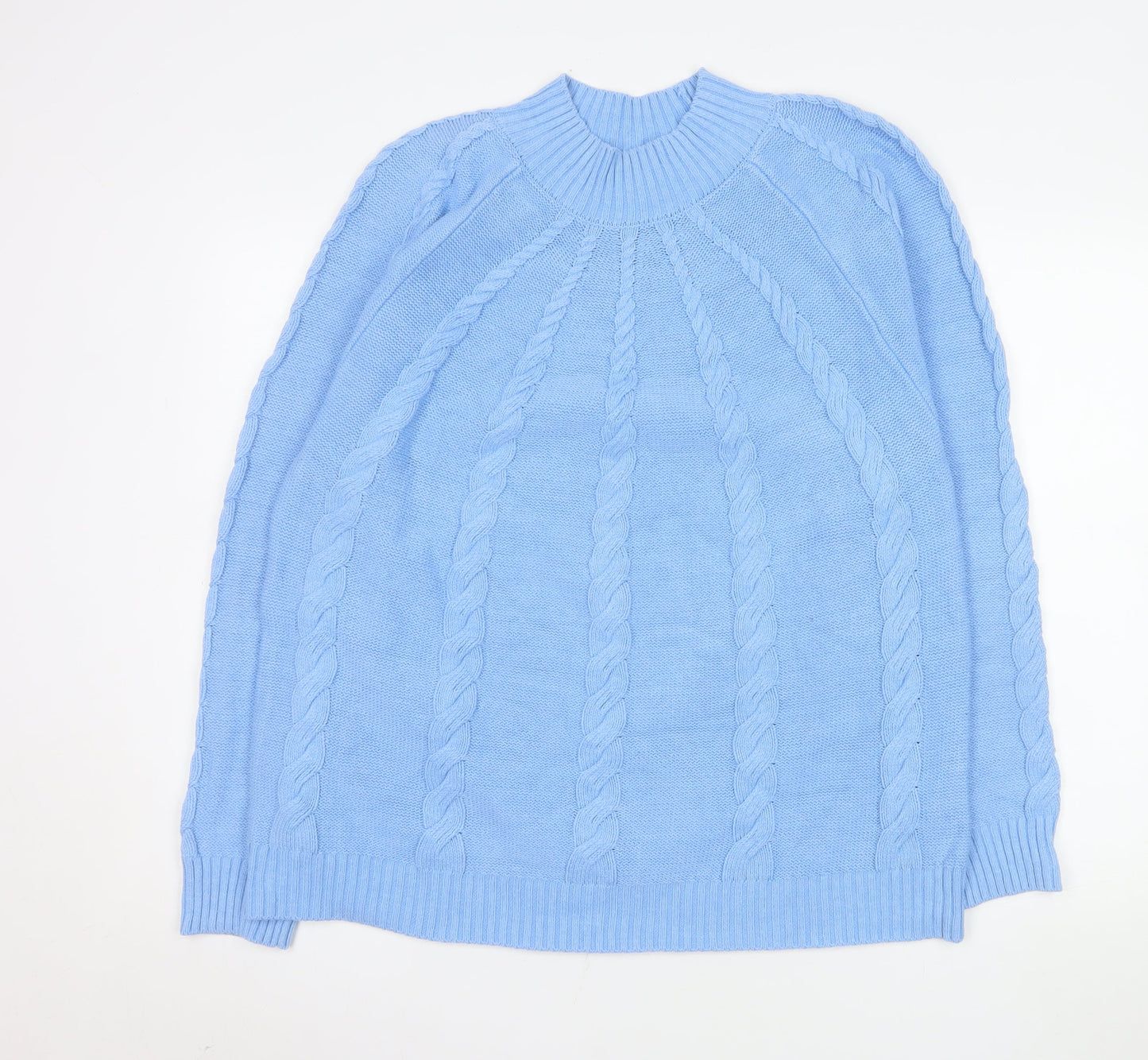 Bloomings Women's Blue 2XL Cable-Knit Cotton Blend Jumper