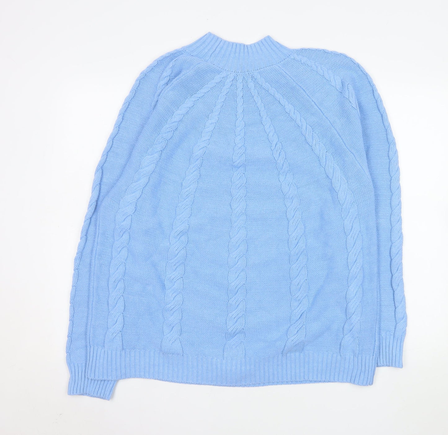 Bloomings Women's Blue 2XL Cable-Knit Cotton Blend Jumper