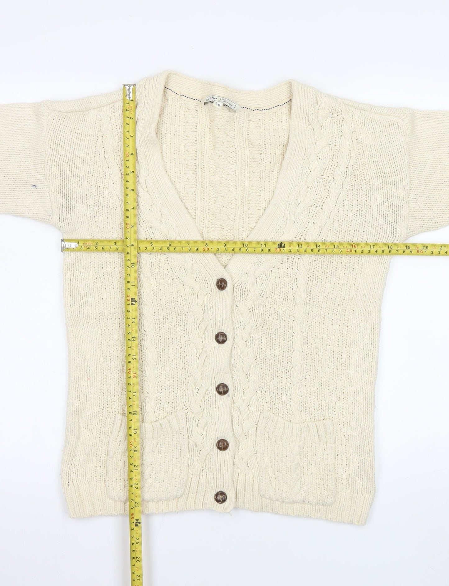 Fat Face Women's Ivory Cable-Knit Cardigan Size 10