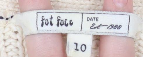 Fat Face Women's Ivory Cable-Knit Cardigan Size 10