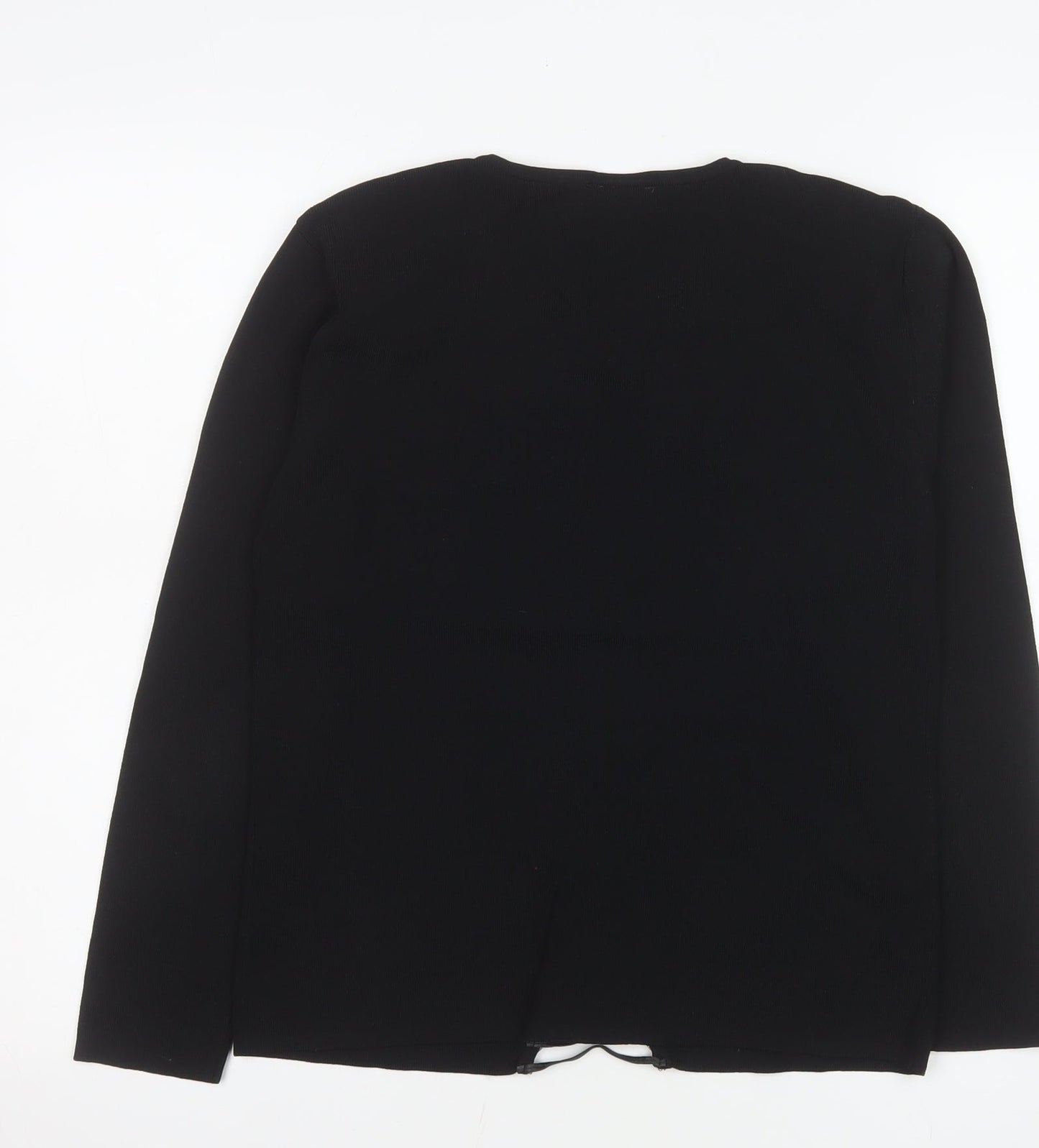 Roman Originals Women Black Studded V-Neck Long Sleeve Knit Blouse Size S