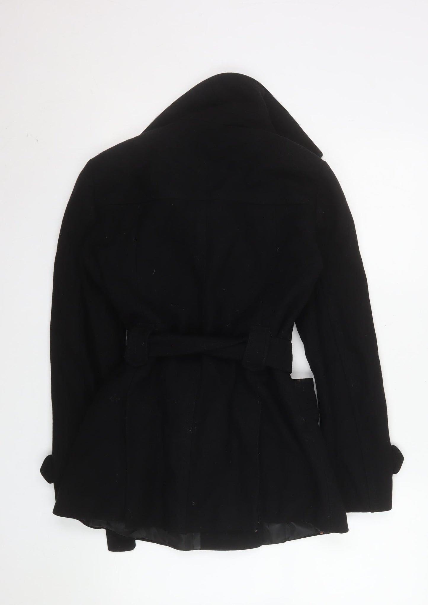 The Kill Industry Womens Black Wool Pea Coat Size 12 Belted