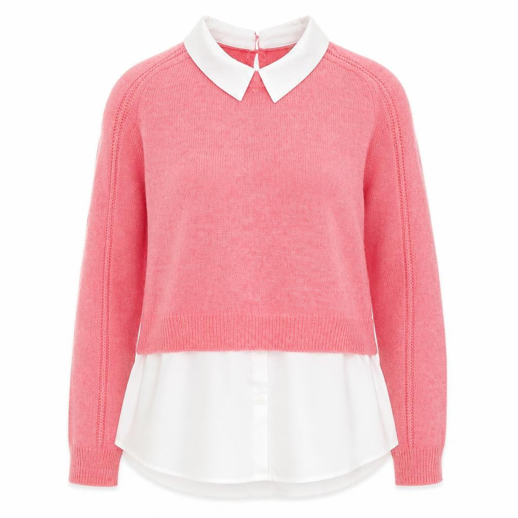 Next Women Pink Collared Layered Blouse Sweater Size Small