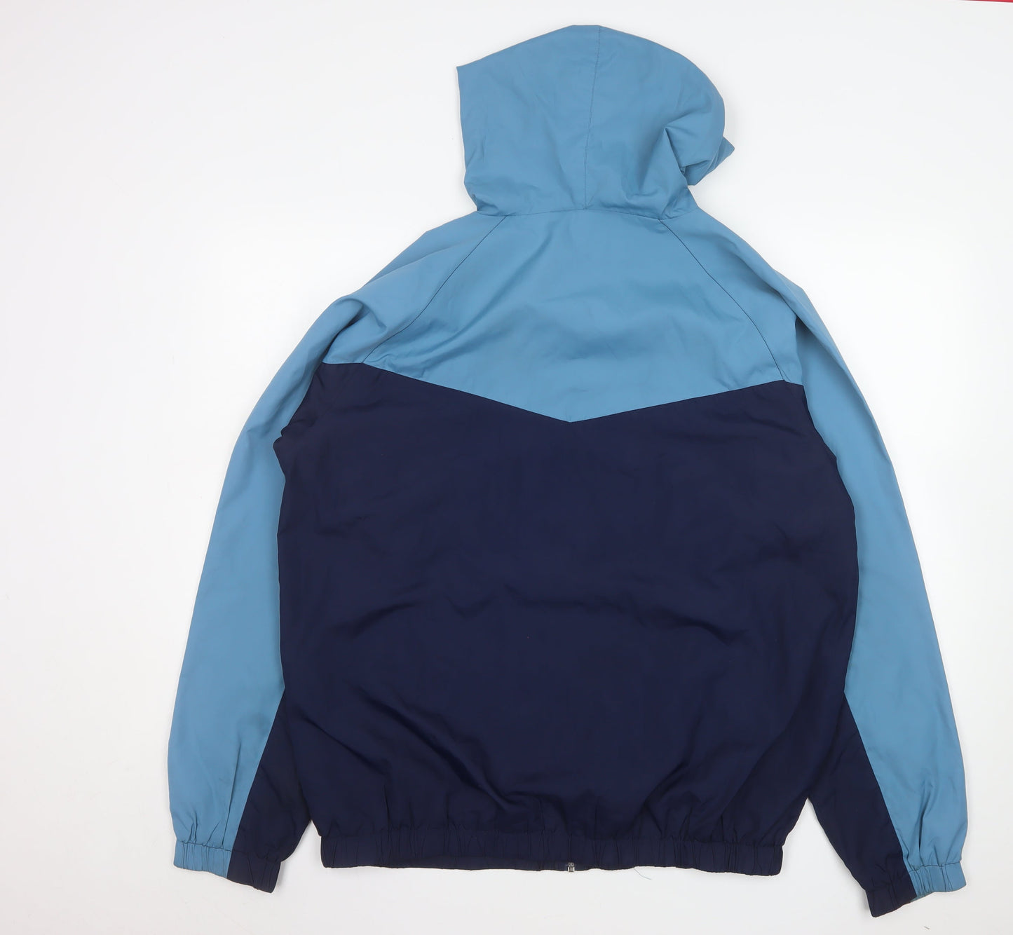 FILA Men’s Blue Hooded Windbreaker Jacket L Full Zip Sportswear