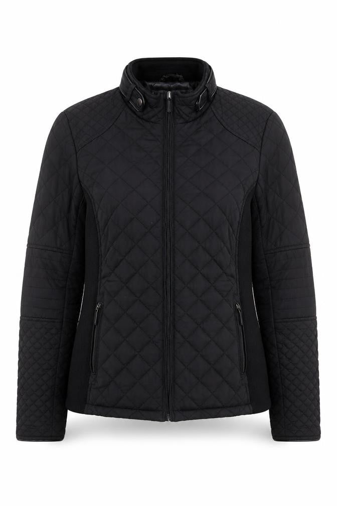 Weatherproof Womens Black Quilted Zip Jacket M Mid-Length Polyester